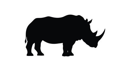 Rhino Silhouette Against A White Background A Dark Animal Shape © vect roy