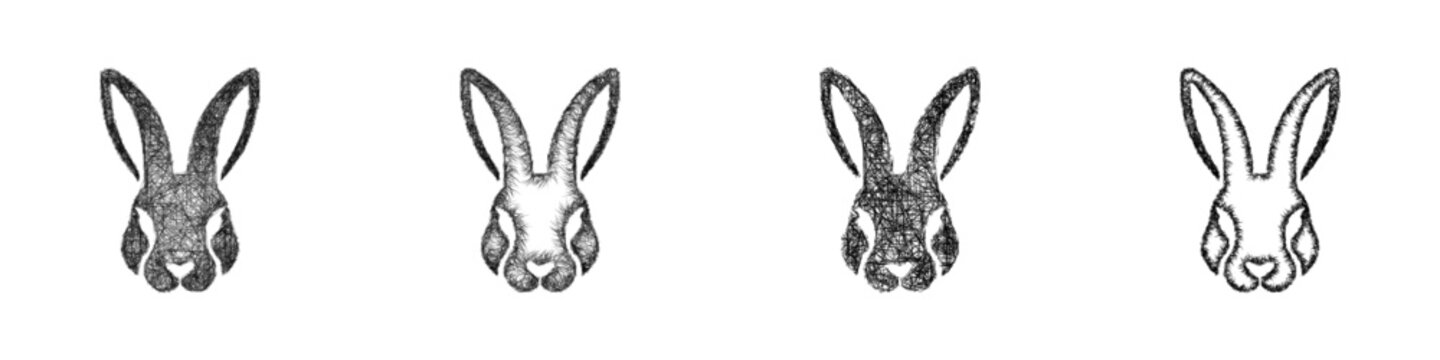 Sketch rabbit logo design set