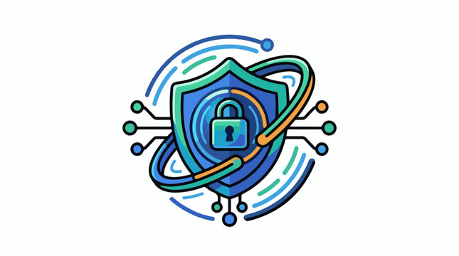 Digital shield with lock and network connections (4)