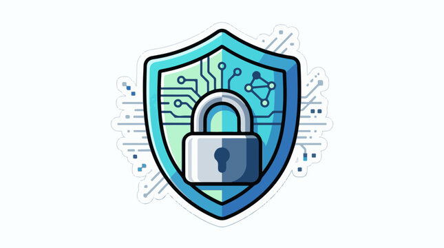 Digital shield with lock and circuit board pattern