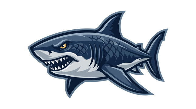 Aggressive great white shark mascot vector illustration for sports team branding and logo design