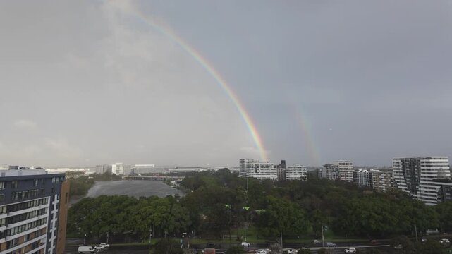 Double rainbow above sydney airport from the balcony
