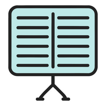 Music stand with open sheet music pages digital illustration vector for musician orchestra practice rehearsal