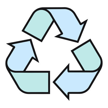 Recycle symbol with light blue arrows forming triangle shape for sustainability and eco-friendly digital illustration