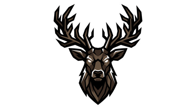Aggressive dark deer head mascot logo illustration.