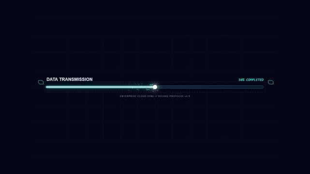 Digital data transmission progress bar with cloud sync interface