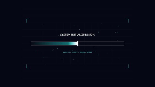 Digital HUD System Initializing Loading Bar Animation with Data Stream