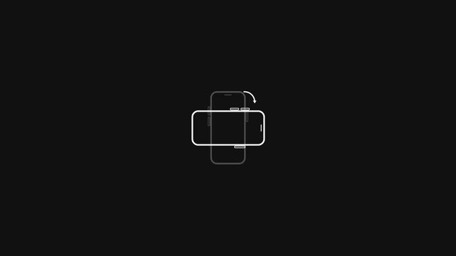 Smartphone screen orientation rotation animation showing a mobile device turning from vertical to horizontal position in this minimalist digital video