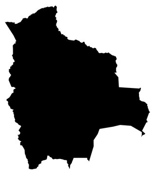 Bolivia Black Map Silhouette Flat Vector Illustration