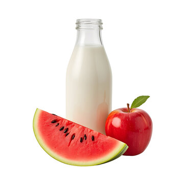 fresh milk and fresh strawberries