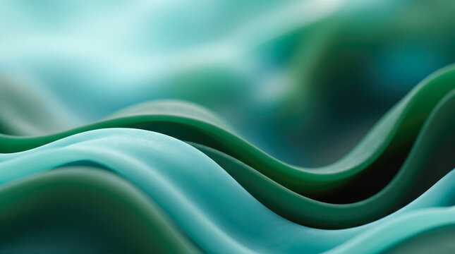 Abstract teal turquoise liquid flowing background beautiful smooth soft wavy satin silk fabric texture elegant deep bright minimal backdrop modern 3d rendering
