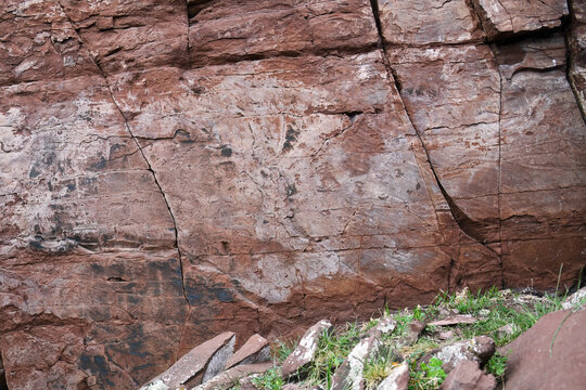 Rock art of Khakassia. Petroglyphs on Mountains Sunduki. Russia
