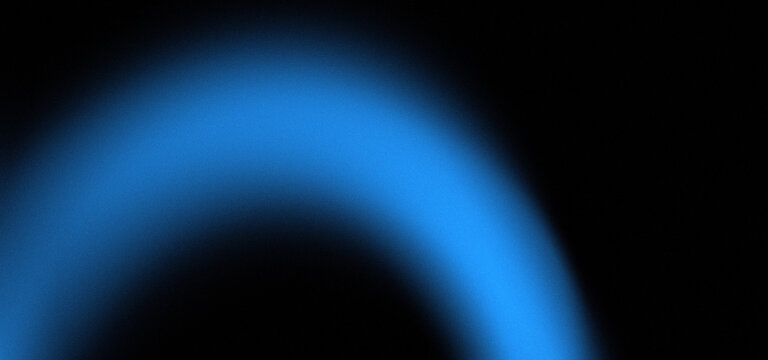 Abstract blue glowing semicircle with soft blurred gradient on black background for fintech website hero, AI presentation, mobile app splash screen