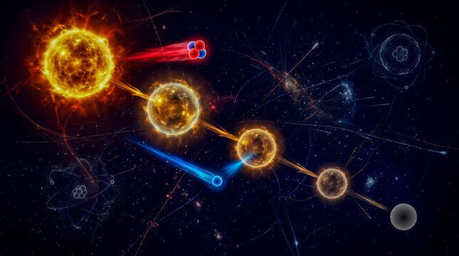 Gold parent decay chain alpha red beta blue successive daughters to stable grey dark, radioactive decay