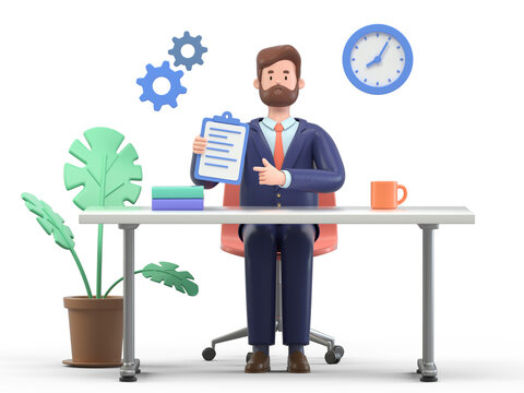A man reviews a document at a desk