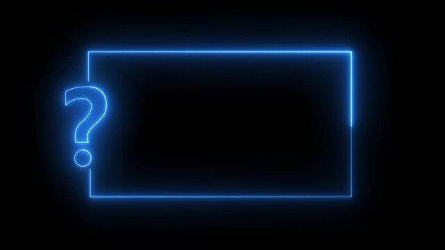 neon sign light Question mark on black background. Quiz trivia game competition. Glowing large advertisement in concept,motion animate 4k video.