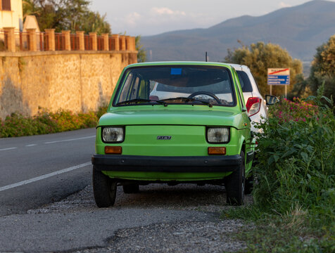  Fiat 126 classic oldtimer small car in Montemassi, Italy.