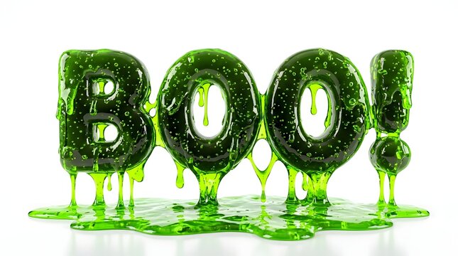 Green slime boo text isolated on white background