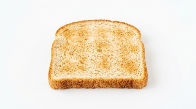 Single slice of toasted white bread isolated on white background