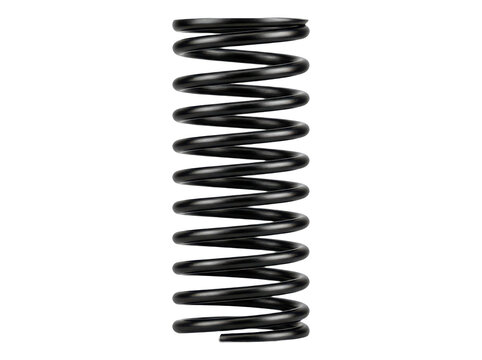 Black steel coil spring isolated on transparent background metal hardware.
