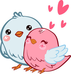 Cute Couple Birds cartoon minimal Illustration for kid content