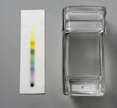 Thin Layer Chromatography Plate with Pigment Spots and Solvent Chamber for Chemistry Laboratory Education Applications