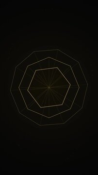 observing geometric concentric polygons forming a subtle gold wireframe animation