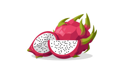 Fresh dragon fruit whole and sliced isolated on white background. © Syaiin