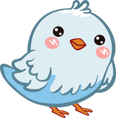 Cute Blue Bird cartoon minimal Illustration for kid content © Walk