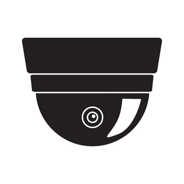 CCTV security camera black silhouette. Vector illustration isolated on a white background