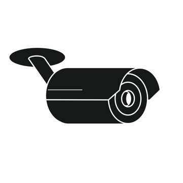 CCTV security camera black silhouette. Vector illustration isolated on a white background