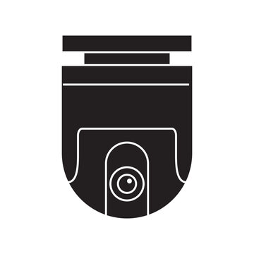 CCTV security camera black silhouette. Vector illustration isolated on a white background