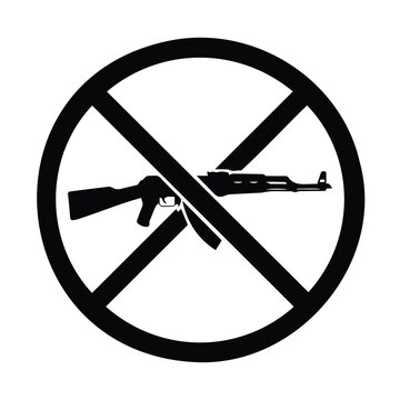 No guns sign, prohibition of firearms, anti-violence symbol, weapon control icon.