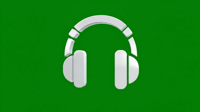 Sleek metallic headphones symbol against a bold green backdrop