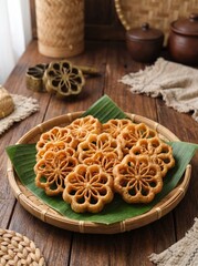 Fototapeta premium Authentic Acehnese Kue Loyang Crispy Traditional Rice Flour Cookie