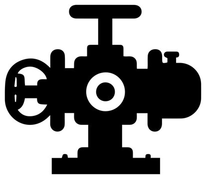 Solid black filled icon of a mud pump circulation system with engineering industrial equipment machinery mechanism technical drilling resource