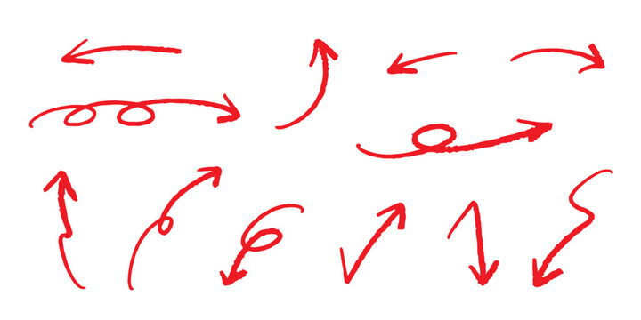 手書きの矢印セット_赤