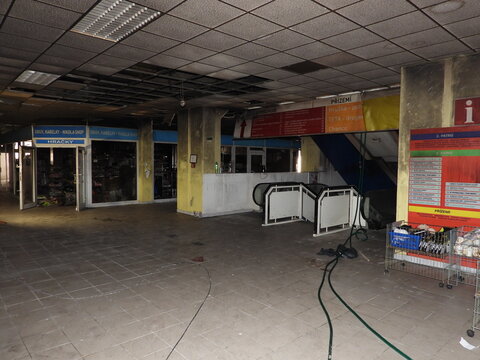 The consequences of the fire in the shopping center in the southern part of the city. The estimated damage is currently 15,000,000 CZK. The case is not closed to this day.