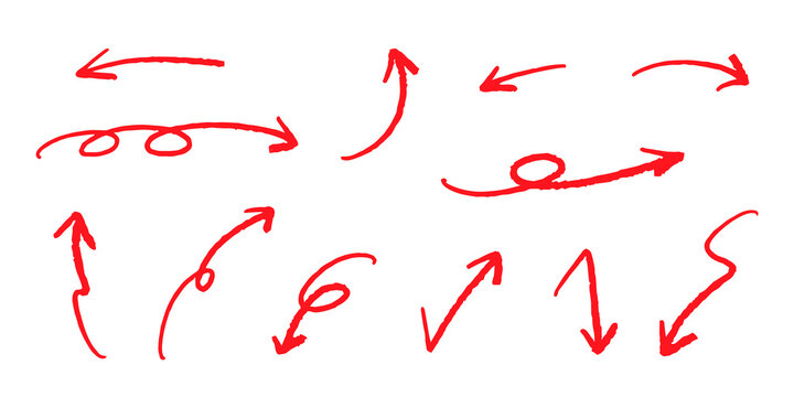 手書きの矢印セット_赤