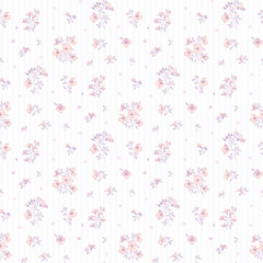 Obraz premium Seamless floral pattern, elegant flower pattern, ditsy flowers with tiny floral ornaments on light background. small hand drawn, surface pattern design for fabric, textile, fashion print 