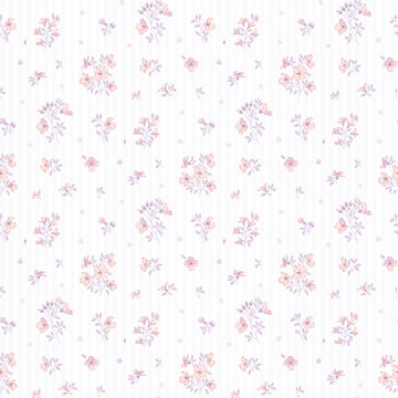 Seamless floral pattern, elegant flower pattern, ditsy flowers with tiny floral ornaments on light background. small hand drawn, surface pattern design for fabric, textile, fashion print 
