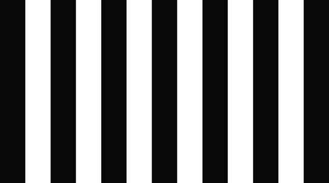 Simple black and white vertical stripes pattern background. Repeating classic lines texture for retro backdrop designs. Clean minimalist geometric design for modern layouts.