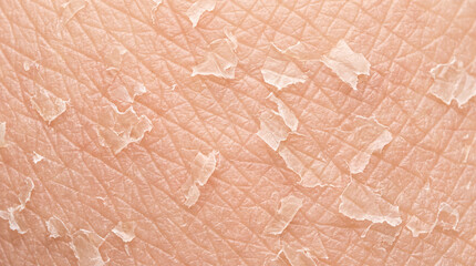 Fototapeta premium Dry skin peeling skin texture closeup flaky dehydration macro view of dry peeling skin texture, flaky surface with dehydration