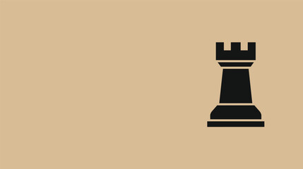 Black rook chess piece silhouette icon on beige background with minimal design and copy space for strategy board game concept vector illustration. © AbdulRehman