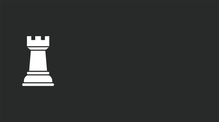 White rook chess piece on black background with flat minimal design and copy space for strategy board game concept vector illustration. © AbdulRehman