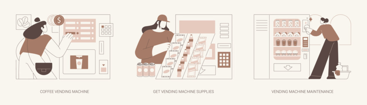 Vending machine business isolated cartoon vector illustrations se