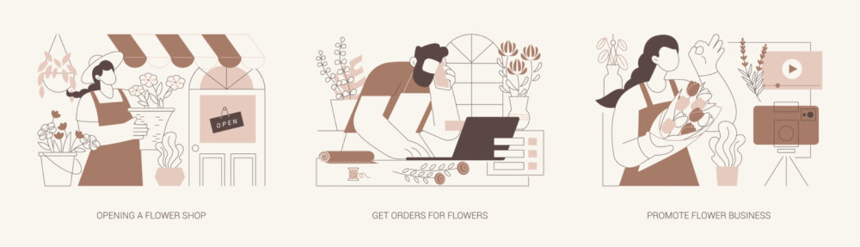 Florist business isolated cartoon vector illustrations se
