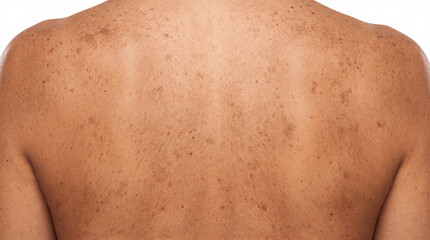 Naklejka premium Back skin freckle shoulder mole texture Closeup back skin with freckle and mole pattern shoulder area, dermatology detail