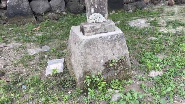 Old Mossy Concrete Pier Foundation for Timber Post