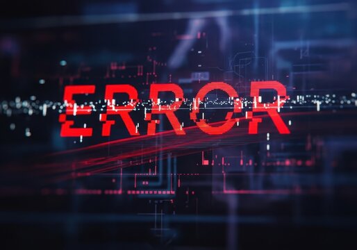 Digital glitch error message with red text and data lines